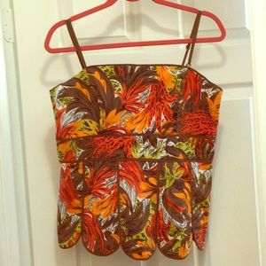 Bright tropical top w spaghetti straps